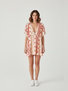 Selfie Leslie Floral Mini Dress // Red & Orange // Large